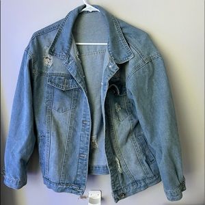 shein denim distressed jacket